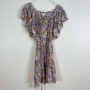 Cynthia Rowley Floral Ruffle Tie Mini Dress Size Small Viscose